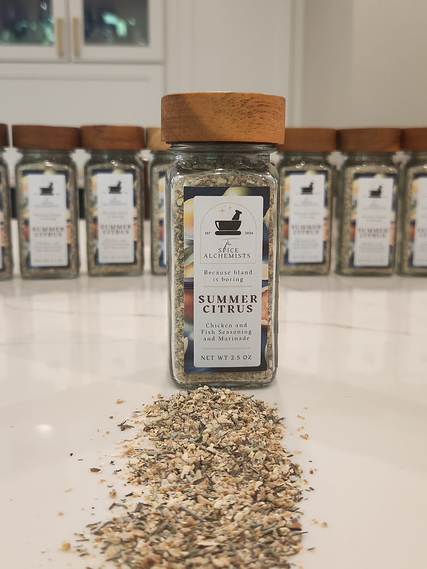 Summer Citrus Seasoning & Marinade: Sunshine in Every Bite (Chicken or Fish!) - 2.5 oz eco-friendly glass jar