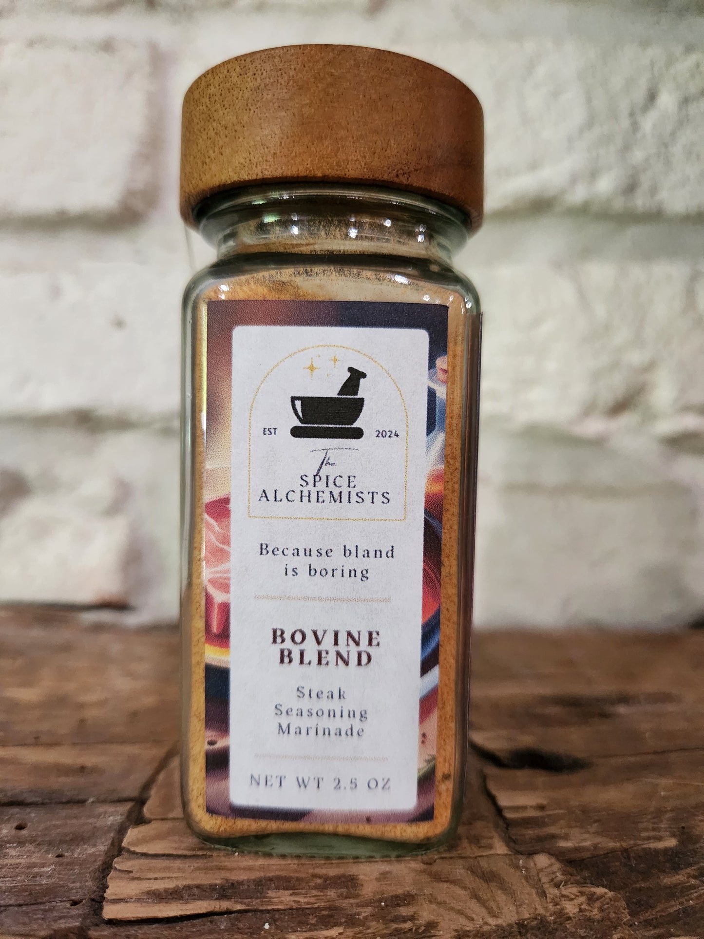 Bovine Blend - Steak Seasoning Marinade Mix 2.5 oz - packaged in eco-friendly glass jar